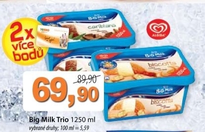 Zmrzlina ve vanicce trio big milk algida