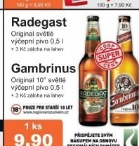 Pivo svetle vycepni 10 radegast