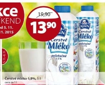 Mleko cerstve kunin 1 5 polotucne