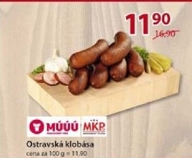 Klobasa ostravska maso uzeniny pisek