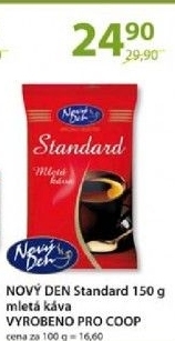 Kava mleta standard novy den