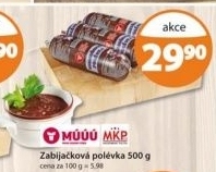 Polevka zabijackova maso uzeniny pisek
