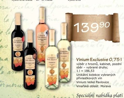 Vino vinium exclusive velke pavlovice vyber z hroznu