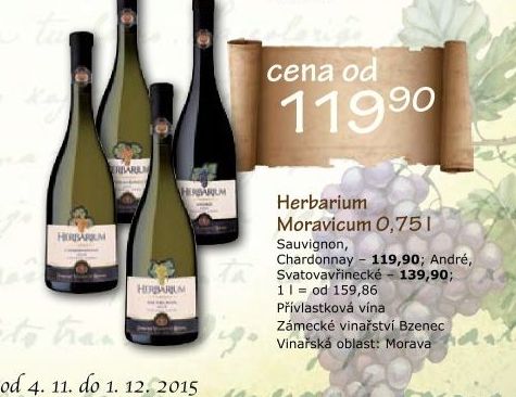 Vino sauvignon herbarium moravicum zamecke vinarstvi bzenec pozdni sber