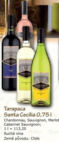 Vino chardonnay santa cecilia vina tarapaca