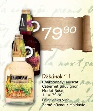 Vino chardonnay vinaria bostavan dzban