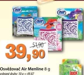 Osvezovac vzduchu s krytem air menline