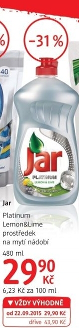Prostredek na nadobi platinum jar