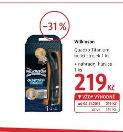 Strojek holici pansky quattro titanium wilkinson