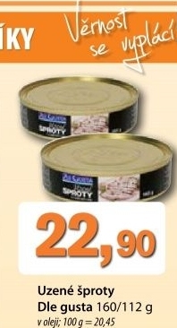 Sproty uzene v oleji dle gusta