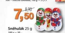Figurka cokoladova snehulak