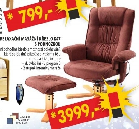 Relaxační masážní křeslo s podnožkou
