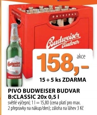 Pivo svetle vycepni b classic budweiser budvar