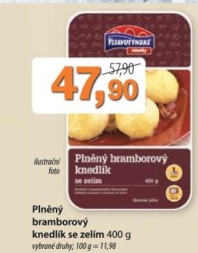 Knedlik bramborovy plneny se zelim vltavotynske lahudky