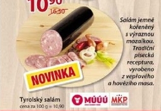 Salam tyrolsky maso uzeniny pisek