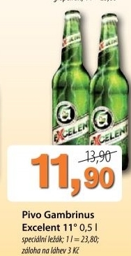 Pivo svetly lezak 11 excelent gambrinus