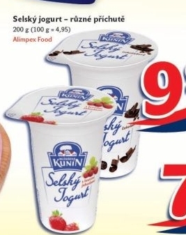 Jogurt selsky ochuceny kunin