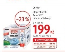 Pohlcovac vlhkosti aero 360 ceresit nahradni tablety