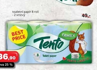 Toaletni papir 2vrstvy tento