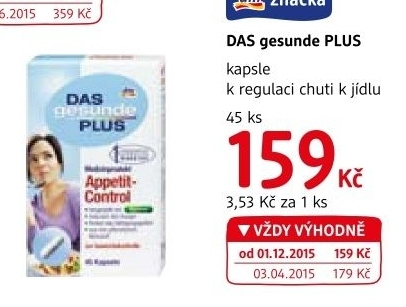 Doplnek stravy kapsle k regulaci chuti k jidlu das gesunde plus