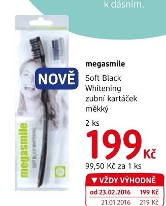 Kartacek na zuby soft black whitening megasmile