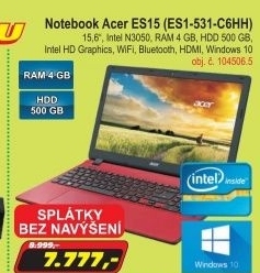 Notebook Acer ES15 ES1-531-C6HH