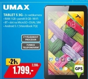 VisionBook 7Qi 3G 8GB 1GB GPS An5.1 UMAX