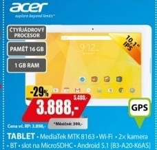 Iconia B3-A20-K6AS 10 IPS 16GB 1GB ACER