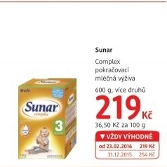 Kojenecké mléko Sunar Complex