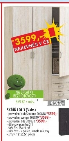 Skříň 3 dveřová LOL3 209818dub