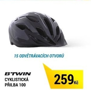 CYKLISTICKÁ PŘILBA 100 ŠEDÁ B'TWIN