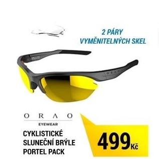BĚŽECKÉ/CYKLISTICKÉ SLUNEČNÍ BRÝLE PORTEL PACK SE SKLY KATEGORIE 0 A 3 ŠEDÉ ORAO