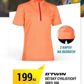 DĚTSKÝ CYKLISTICKÝ DRES S KRÁTKÝM RUKÁVEM 300 ČERVENÝ B'TWIN