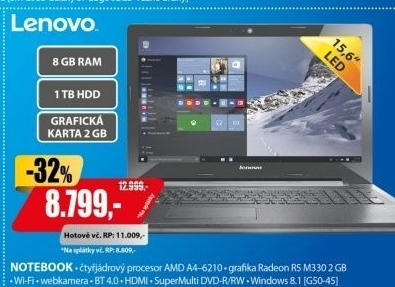 G50-45 15,6 A4 QC 8G 1TB 2GB W10 LENOVO
