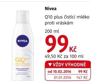 Mléko pleťové čistící proti vráskám Q10 Plus Nivea