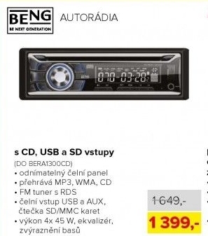 Autorádio s CD, USB a SD vstupy