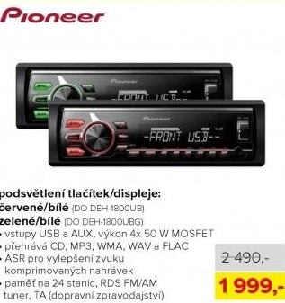 autorádio Pioneer s CD, MP3 a USB
