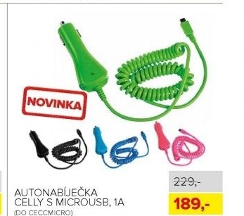 Autonabíječka CELLY s microUSB, 1A