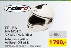 přilba na moto RIDERO výklopná bílá vel. XS