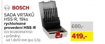 Sada vrtáků BOSCH HSS-R, 19ks