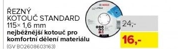 Řezný kotouč BOSCH Standard 115 x 1,6 mm