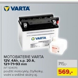 Motobaterie, 12V, 4Ah, s.p. 20A,121x71x93mm