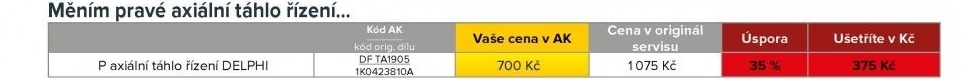 Pravé axiální táhlo řízení