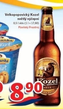 Pivo světlé výčepní 10°Velkopopovický Kozel