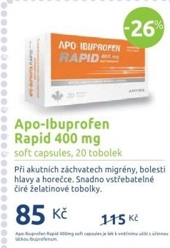 Tablety proti bolesti 400mg Apo-Ibuprofen Rapid Apotex