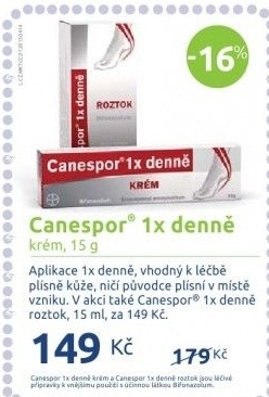 Krém proti plísním 1x denně Canespor