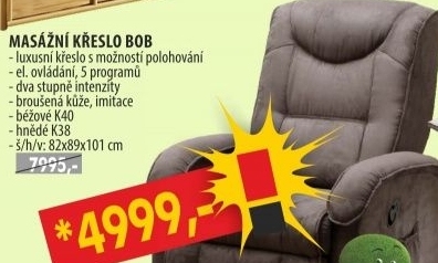Masážní křeslo BOB  Béžové nebo hnědé
