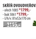 Skříň dvoudveřová 1085 ořech