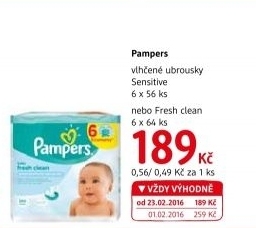 Vlhčené ubrousky dětské Pampers Sensitive