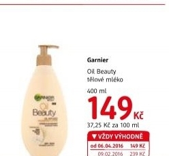 Tělové mléko olejové Beauty Oil Garnier